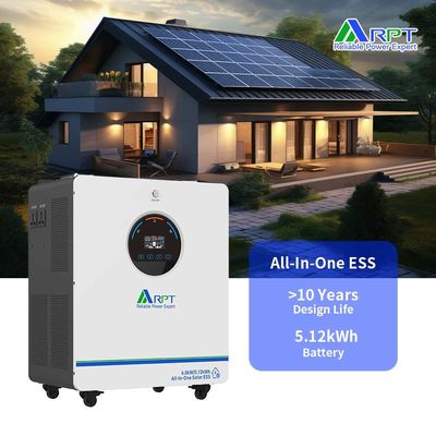 RPT-batterie 6KW Inverseur solaire 51.2V 100AH LiFePO4 Batterie au lithium pour 6KW 5,12KWh Système de stockage d'énergie tout en un